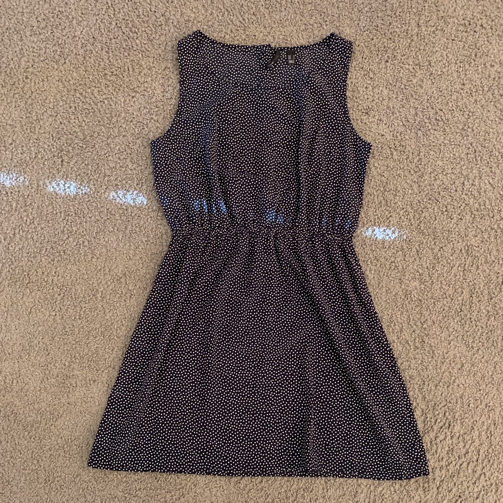 MNG Navy Polka Dot Dress